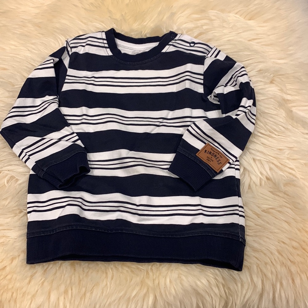 H&M Striped Navy/White Long-Sleeve Shirt in 18M-2T